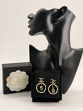 Chanel Faux Pearl & Strass CC Drop Earrings