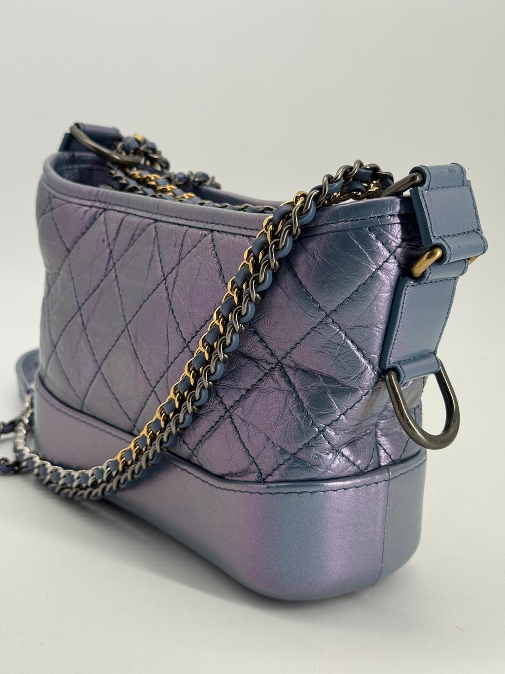 Chanel Gabrielle Small Hobo Iridescent Blue Metallic Shoulder Bag