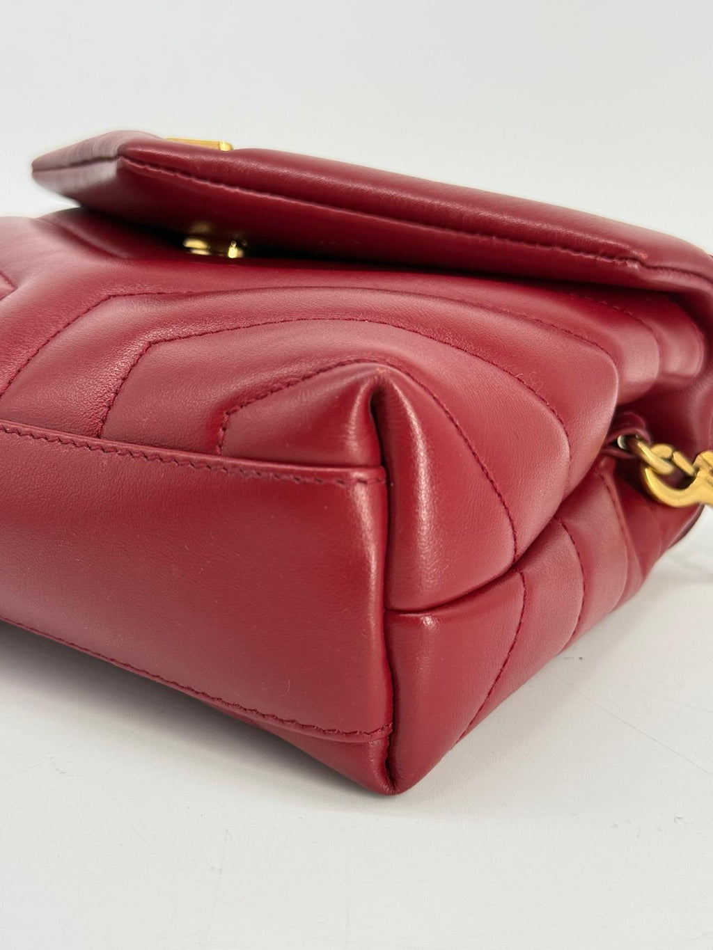 Saint Laurent Loulou Toy Quilted Burgundy Leathers with Gold Hardware