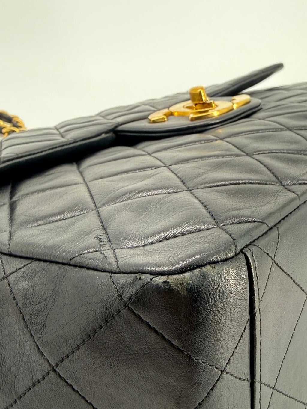 Chanel Black Quilted Lambskin XL Jumbo Single Flap Black Shoulder Bag