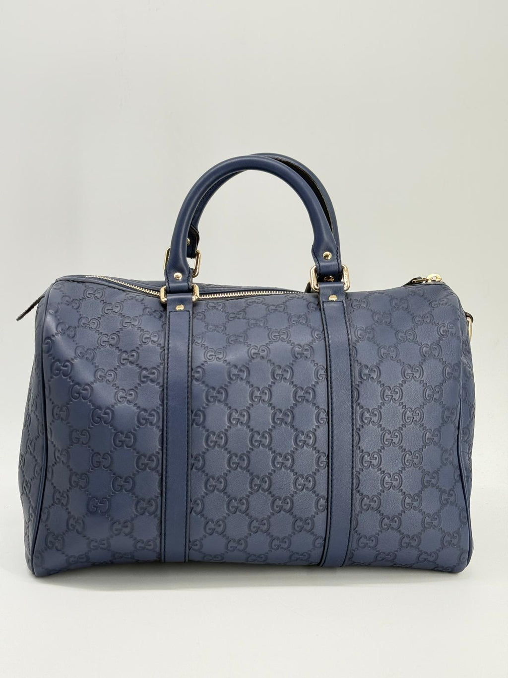 Gucci Guccissima Blue Leather Boston Medium Bag