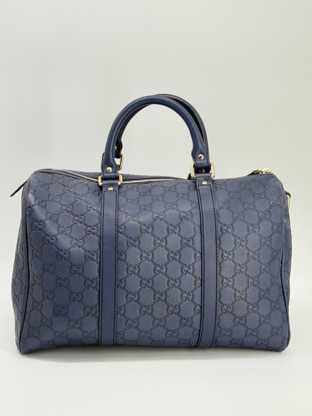 Gucci Guccissima Blue Leather Boston Medium Bag