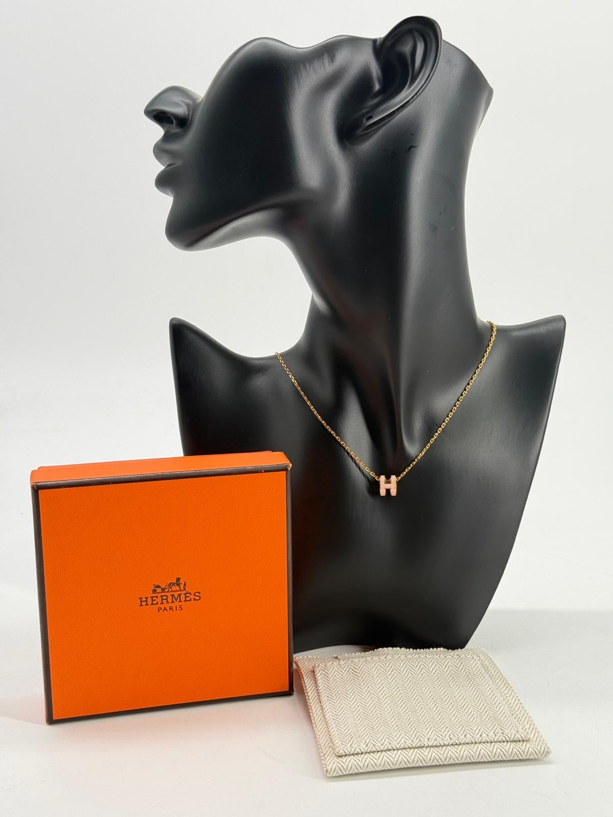 Hermes Mini Pop H pendant necklace pink