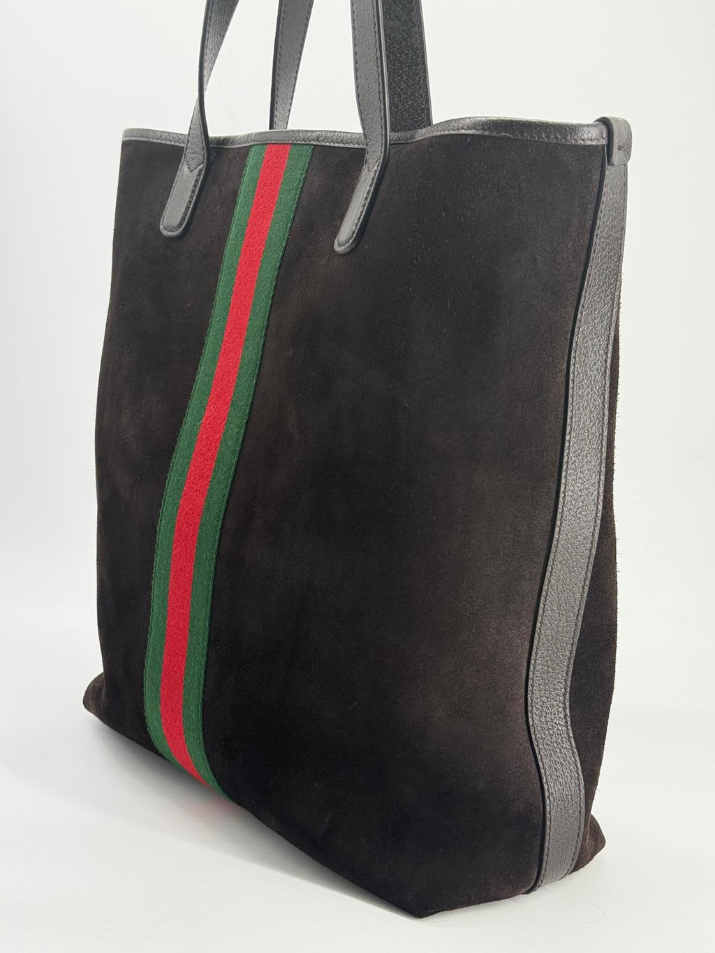 Gucci GG Web Suede Leather Tote Bag