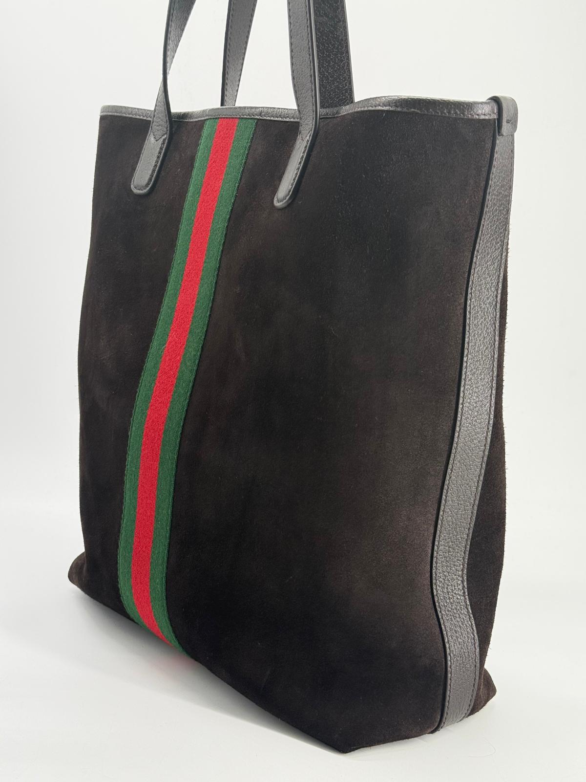 Gucci GG Web Suede Leather Tote Bag