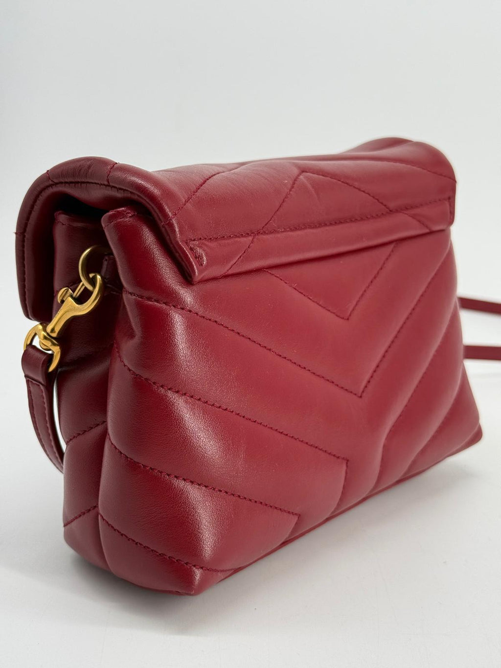 Saint Laurent Loulou Toy Quilted Burgundy Leathers with Gold Hardware