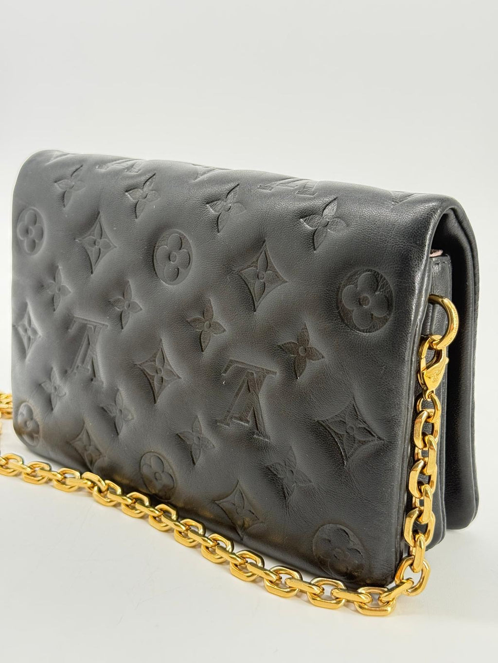 Louis Vuitton Monogram Embossed Pochette Coussin Black Crossbody Bag
