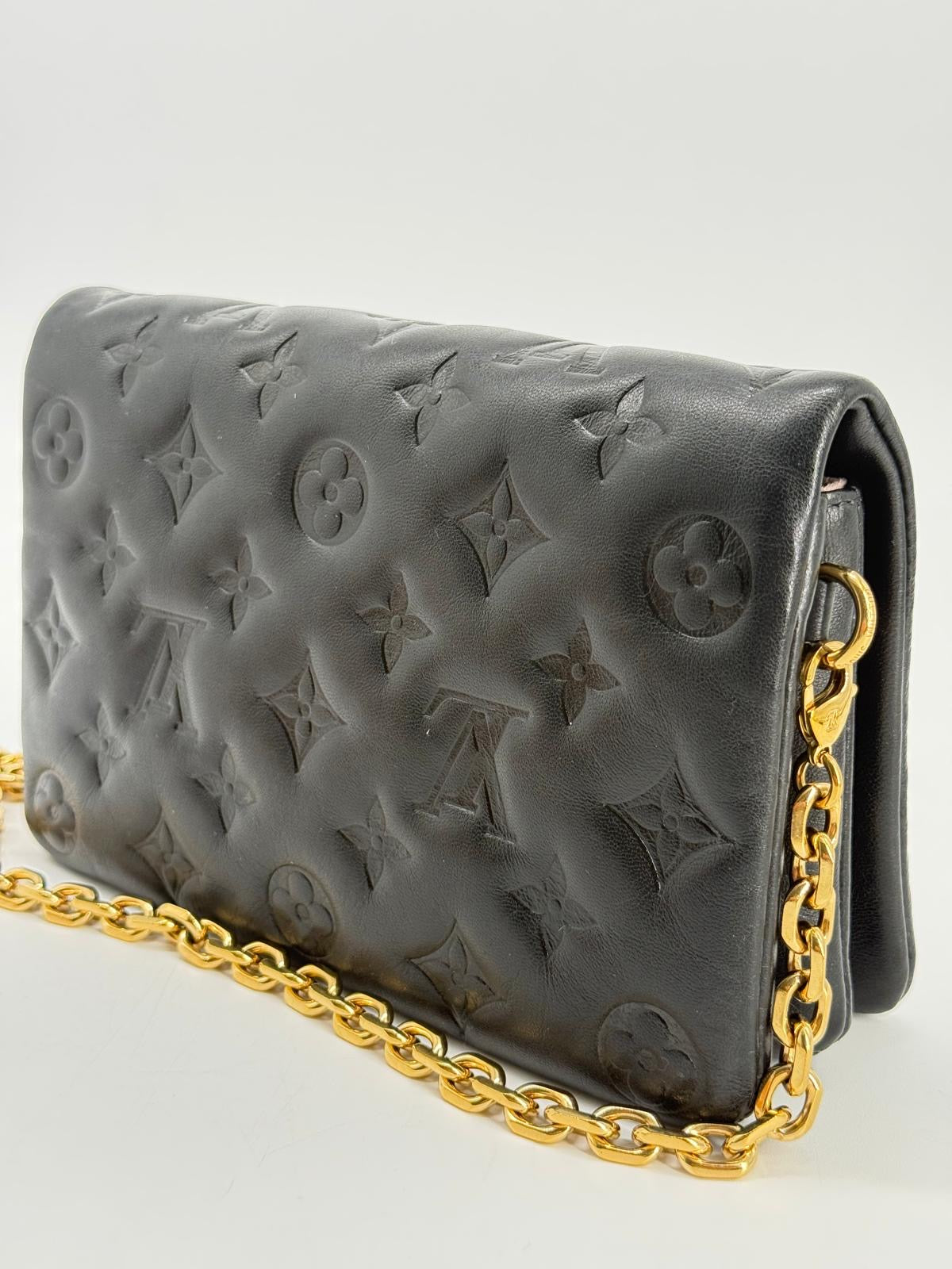 Louis Vuitton Monogram Embossed Pochette Coussin Black Crossbody Bag