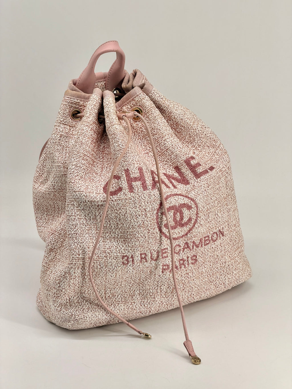 CHANEL Deauville Backpack Pink Drawstring Backpack