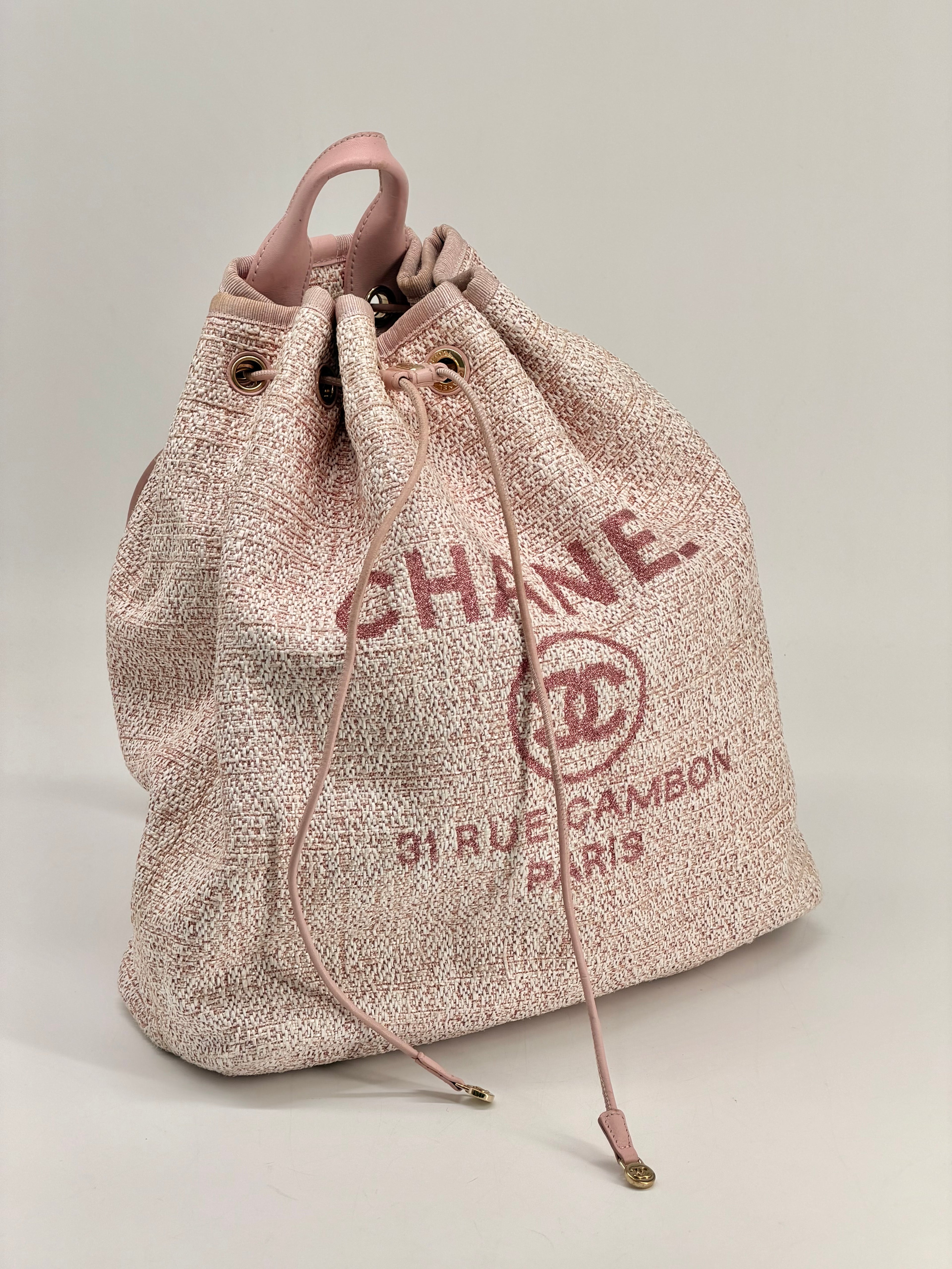 CHANEL Deauville Backpack Pink Drawstring Backpack