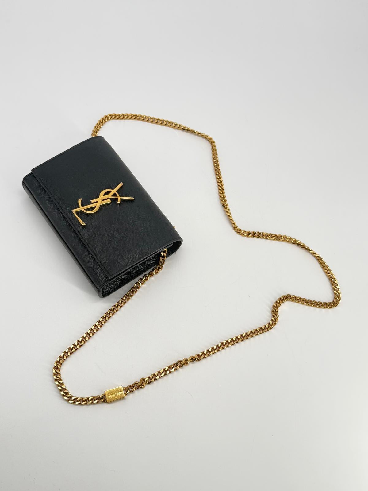 Saint Laurent Grain De Poudre Small Kate Satchel Black Shoulder Bag