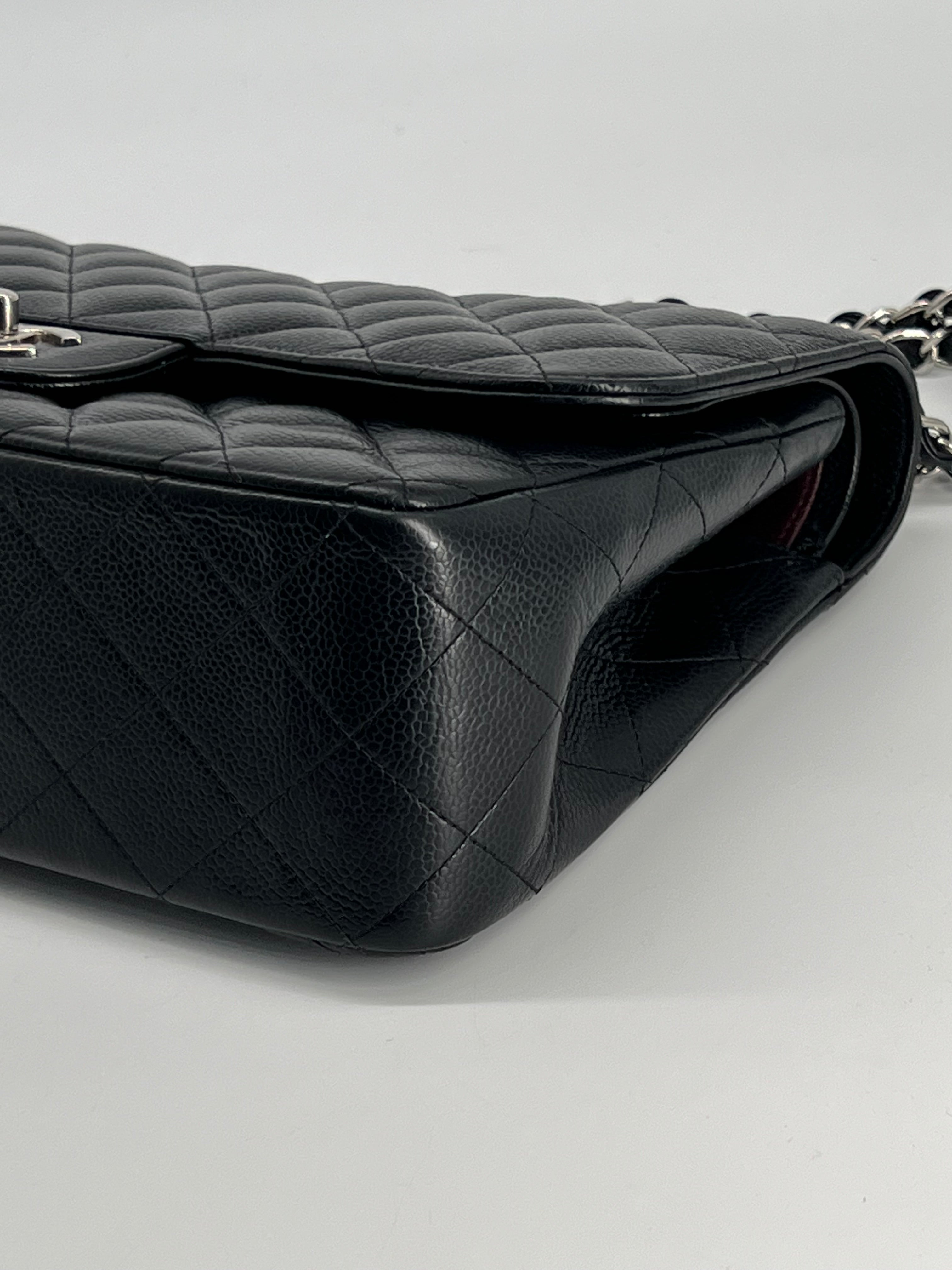 Chanel Jumbo Double Flap Caviar Black Leather Shoulder Bag