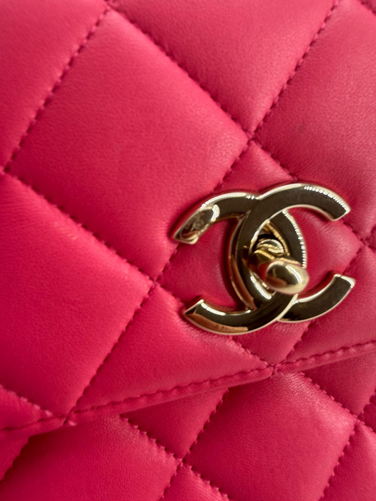 Chanel Trendy CC Pink Lambskin Quilted Top Handle Bag