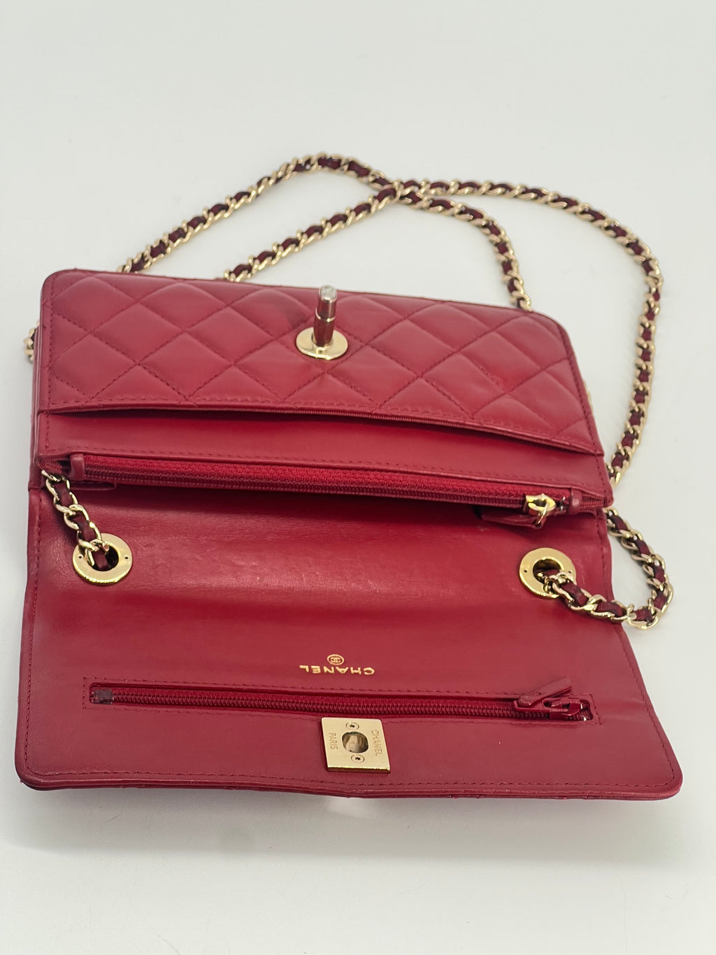 Chanel Trendy CC Wallet on Chain Quilted Red Lambskin