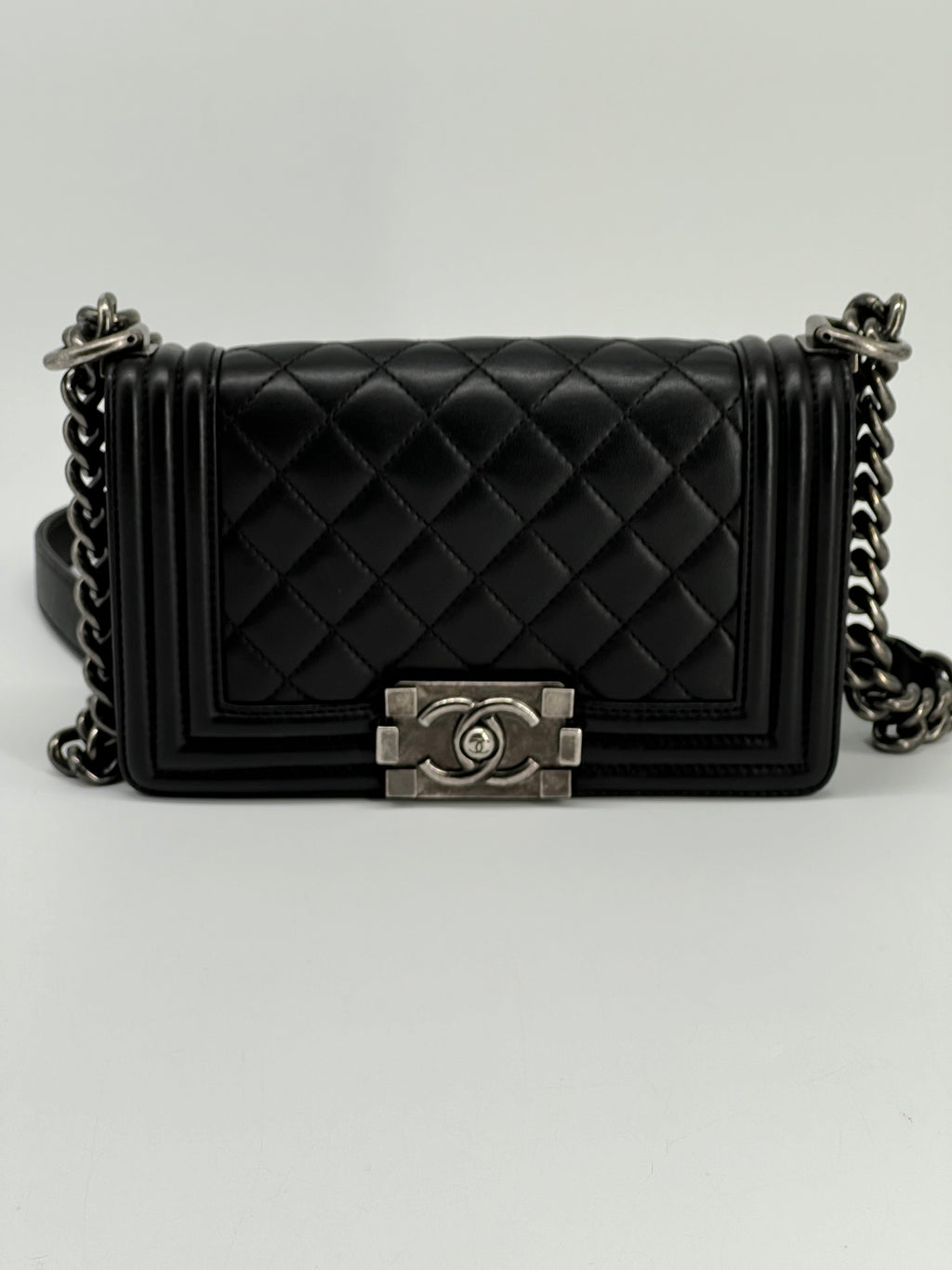 Chanel Small Boy Bag Black Lambskin Shoulder Bag
