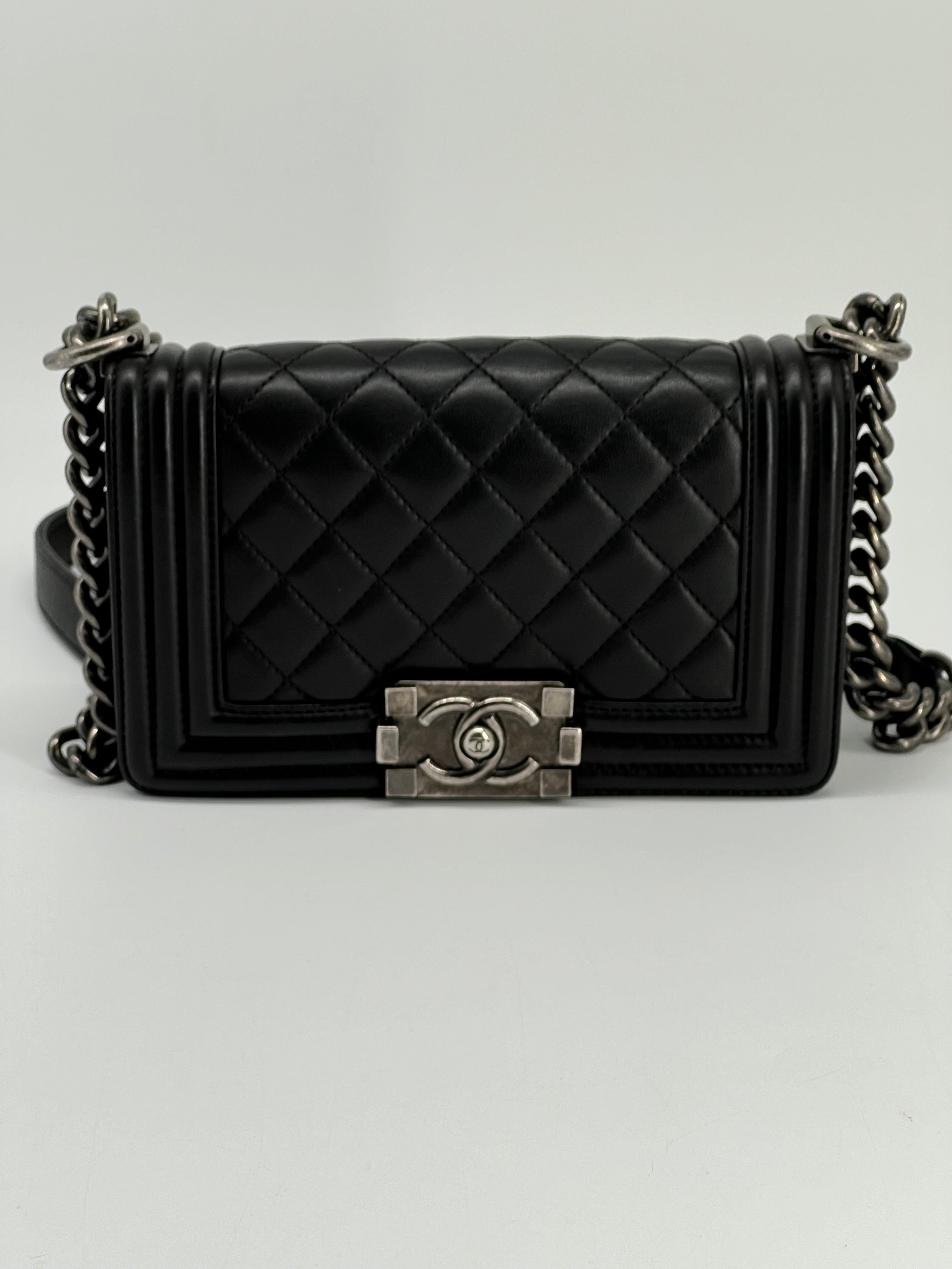 Chanel Small Boy Bag Black Lambskin Shoulder Bag