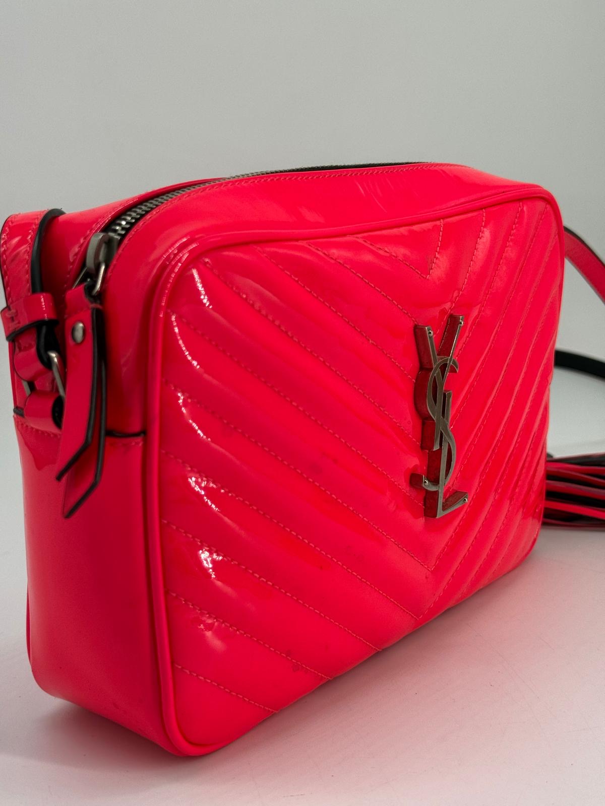 Saint Laurent Lou Camera Bag in Neon Pink Calfskin Leather