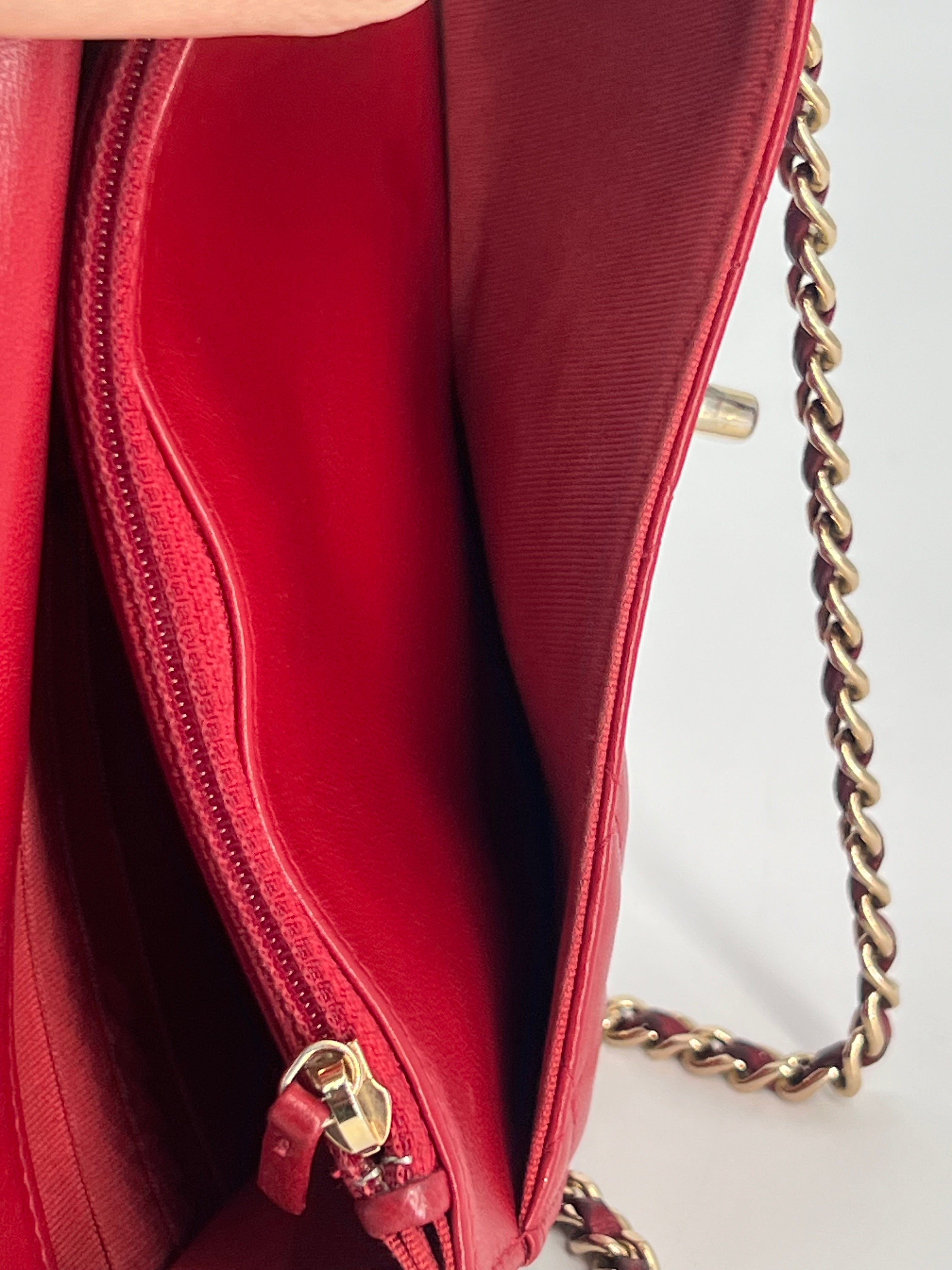 Chanel Trendy CC Wallet on Chain Quilted Red Lambskin