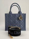 Dior Small Dior Book Tote Blue Macrocannage Leather Bag