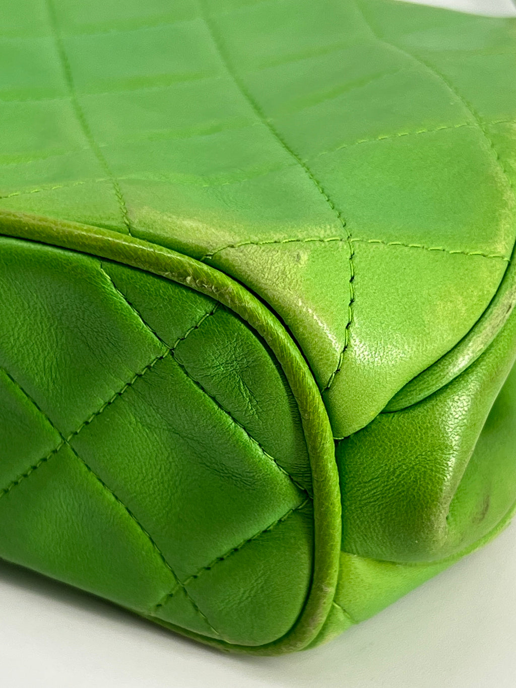 Chanel Vintage Lambskin Quilted Bar Frame Evening Shoulder Bag