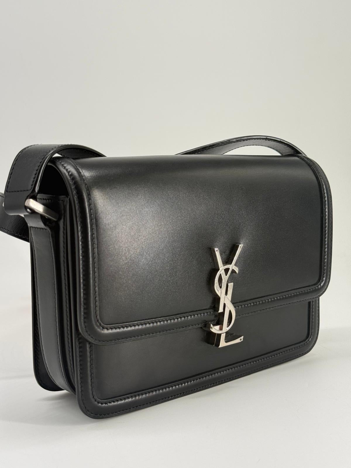 Saint Laurent Solferino Medium Black Leather Shoulder Bag
