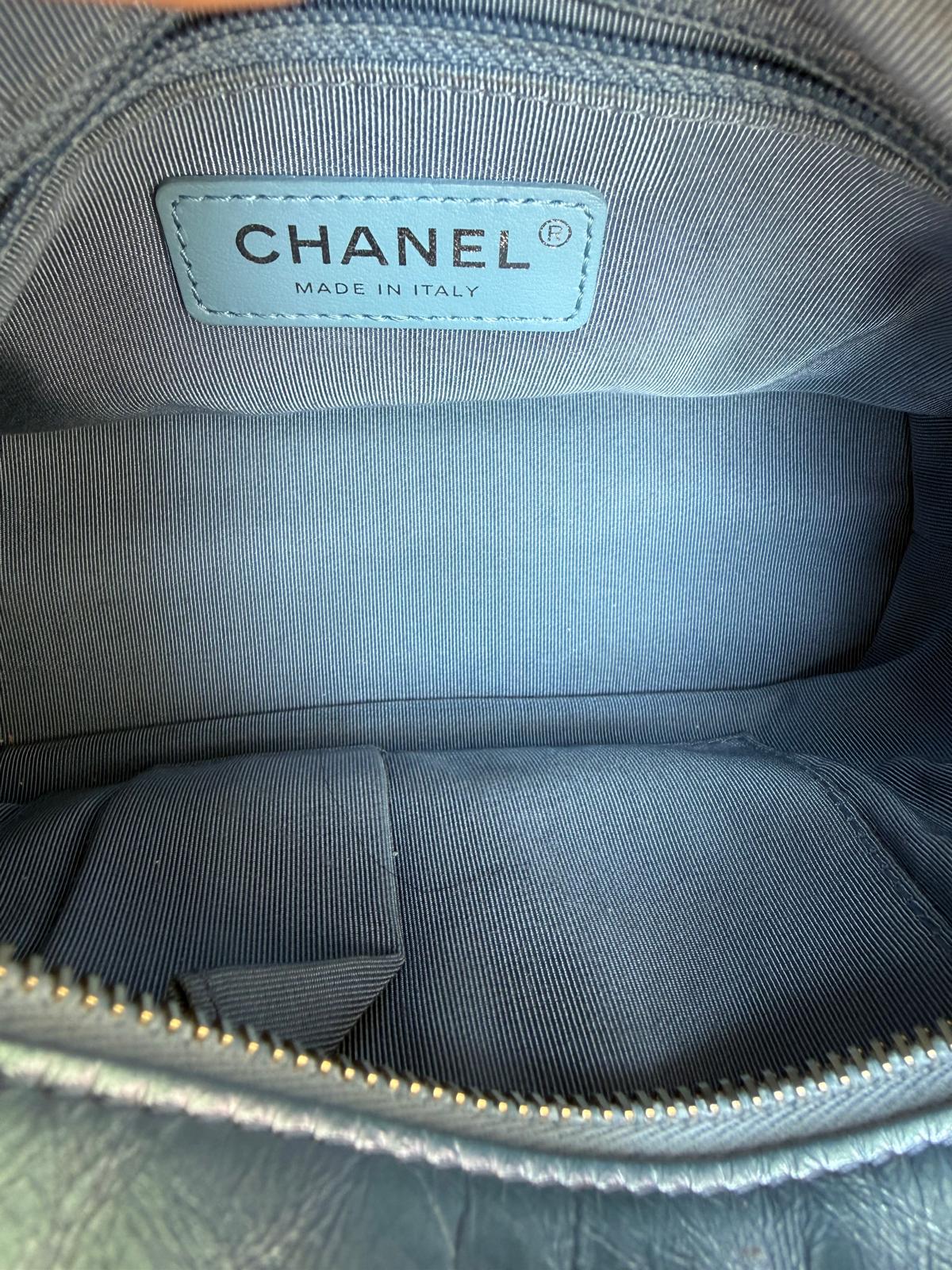 Chanel Gabrielle Small Hobo Iridescent Blue Metallic Shoulder Bag