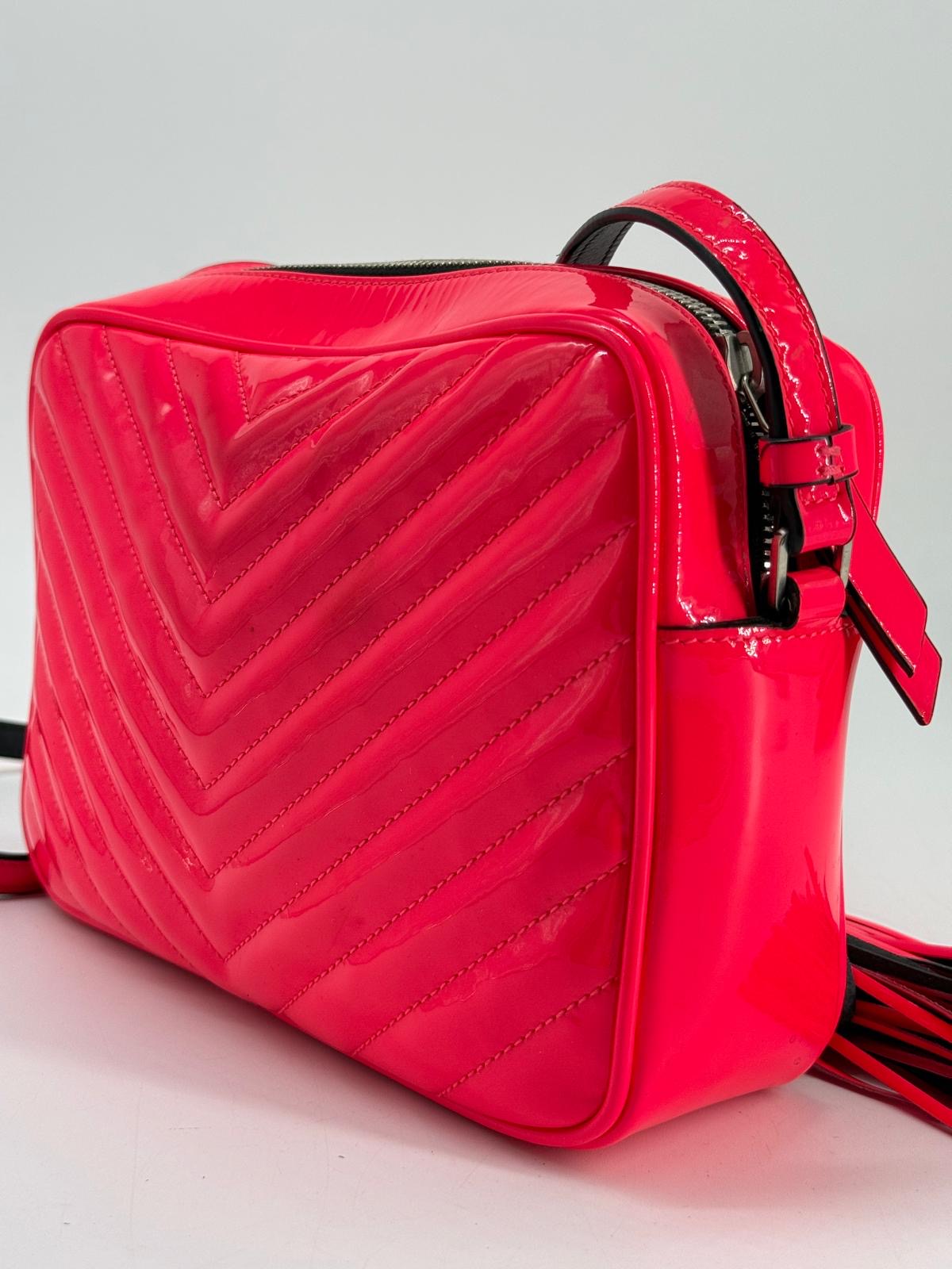 Saint Laurent Lou Camera Bag in Neon Pink Calfskin Leather