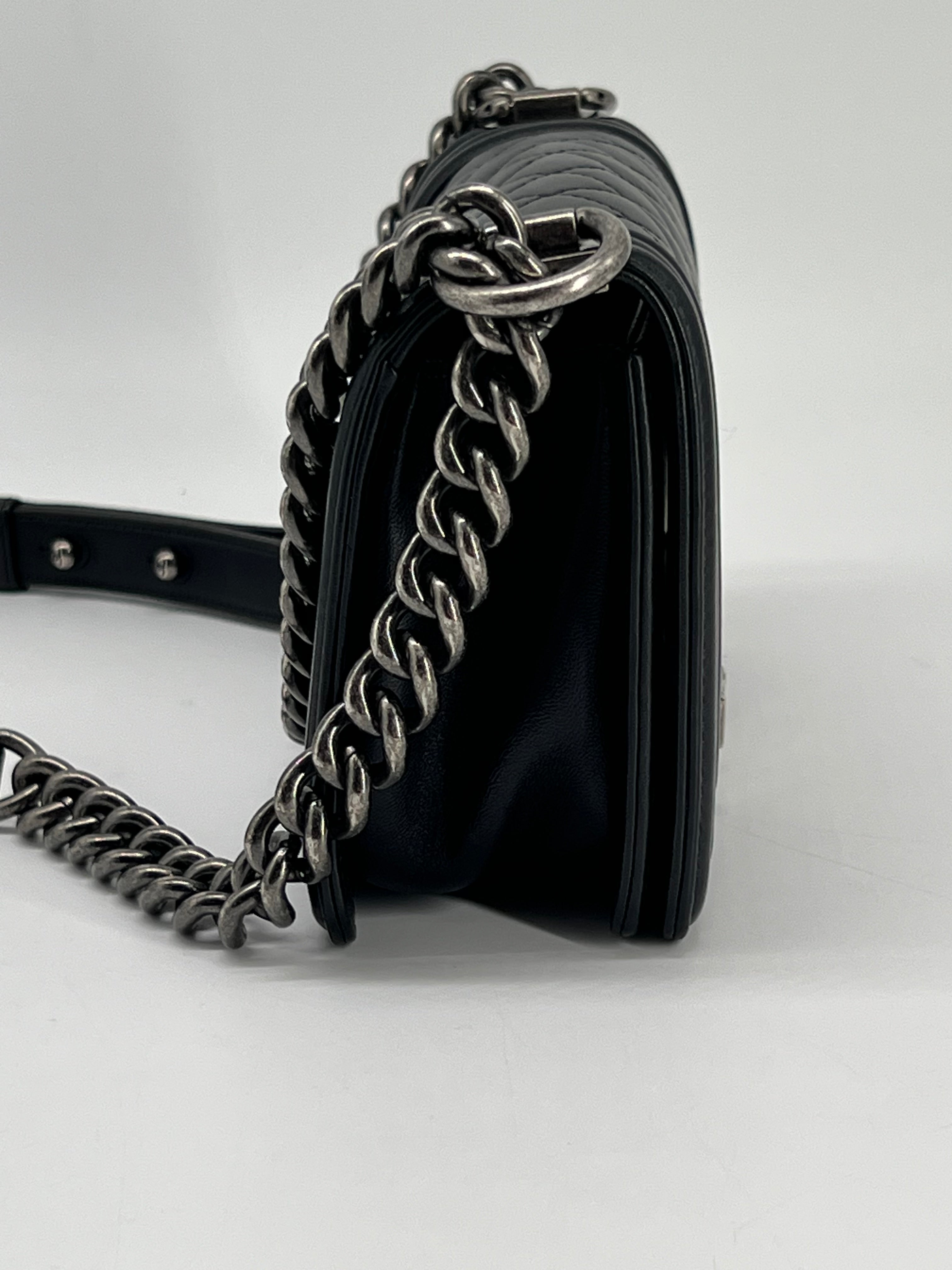 Chanel Small Boy Bag Black Lambskin Shoulder Bag