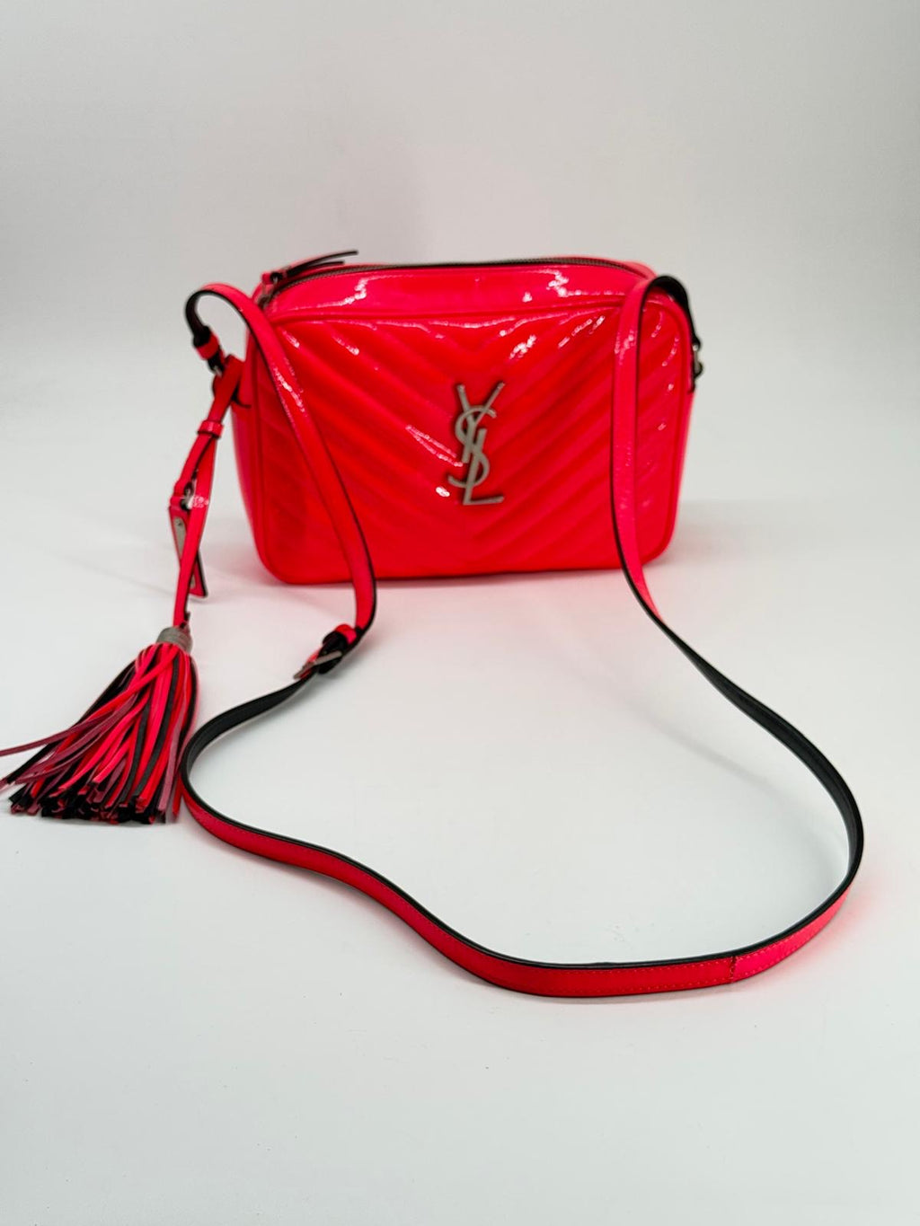 Saint Laurent Lou Camera Bag in Neon Pink Calfskin Leather