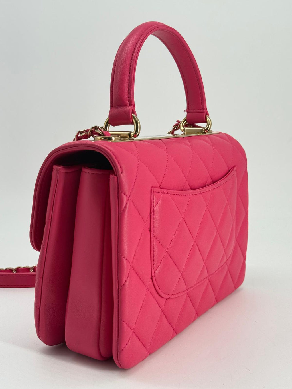 Chanel Trendy CC Pink Lambskin Quilted Top Handle Bag