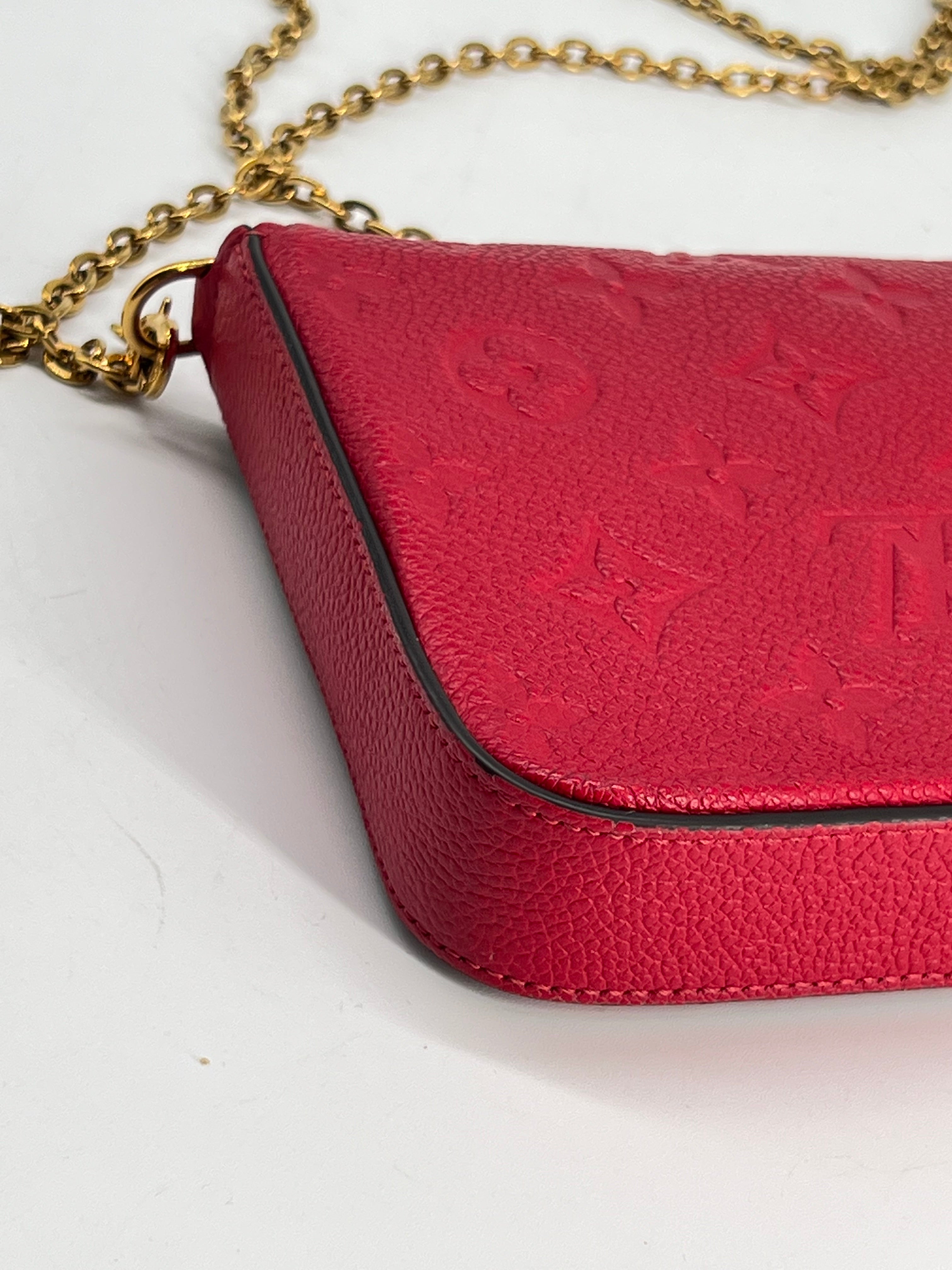 Louis Vuitton Felicie Pochette Monogram Empreinte Leather Red