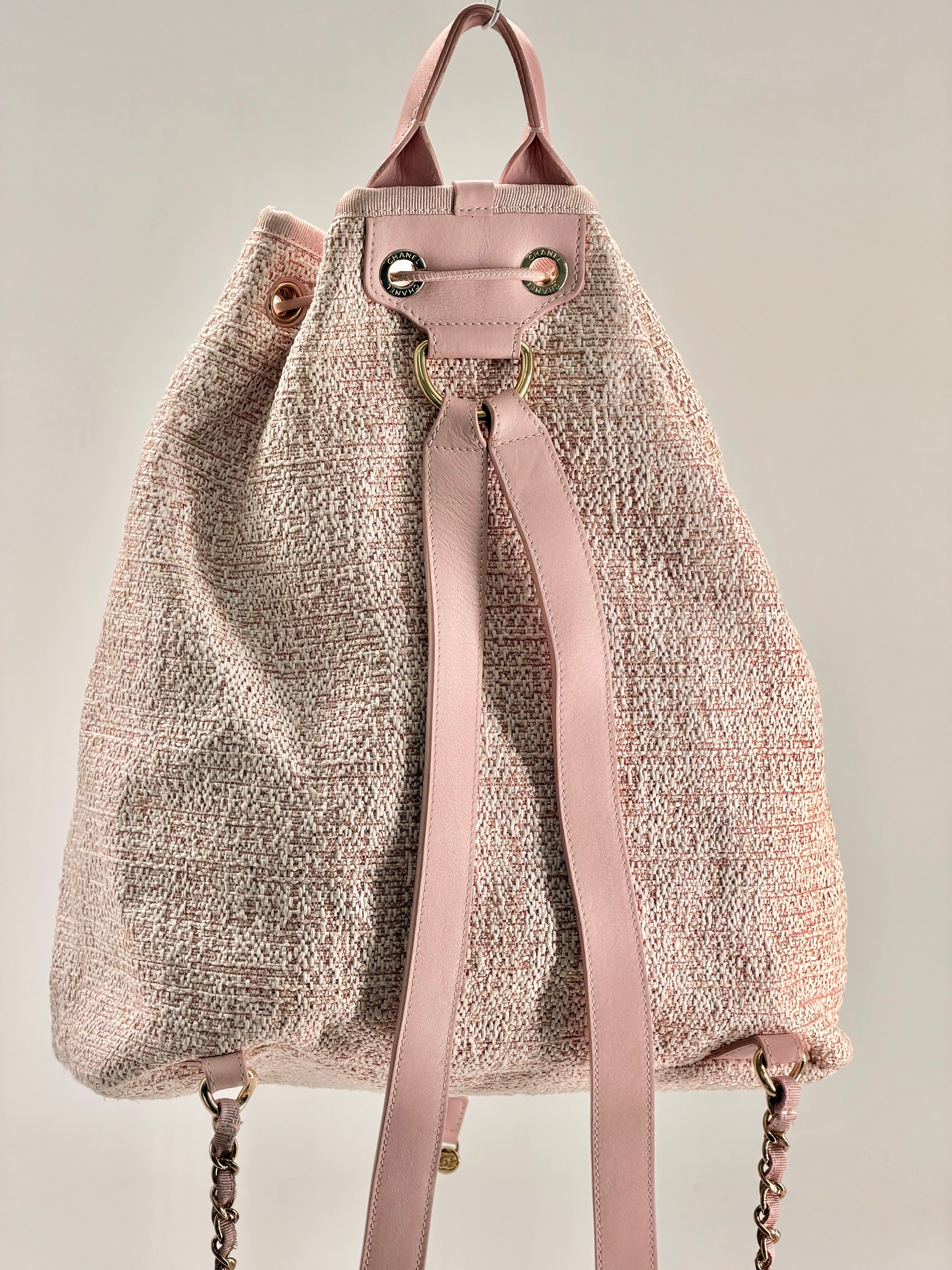 CHANEL Deauville Backpack Pink Drawstring Backpack