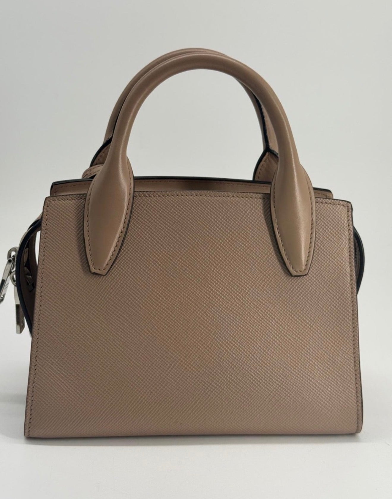 PRADA Kristen Saffiano Small Monochrome Leather Handbag