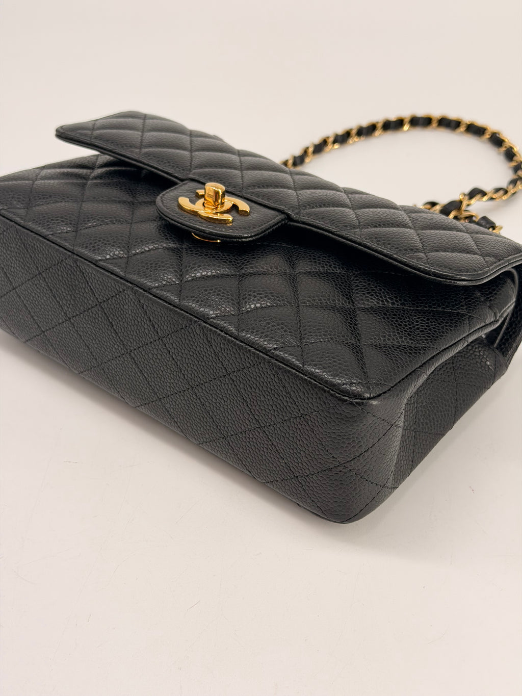 Chanel Classic Double Flap Small Caviar Black Leather Shoulder Bag Gold HRW NFC