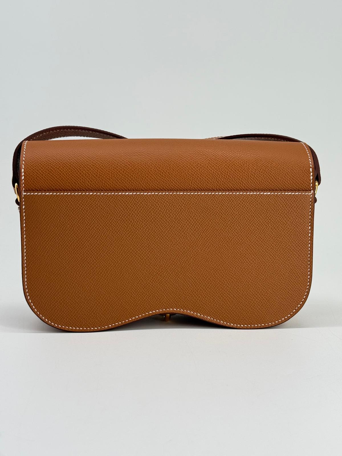 Hermes Epsom Della Cavalleria Elan Brown Leather Shoulder Bag Gold Hardware