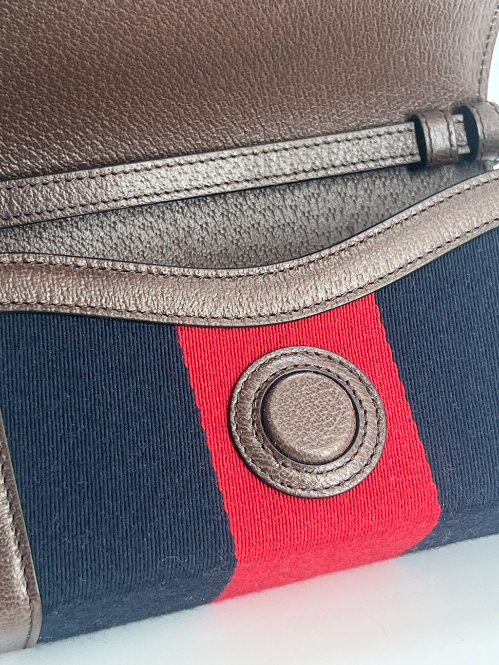 Gucci Ophidia Web Mini Bag Red/Blue Canvas Crossbody Bag