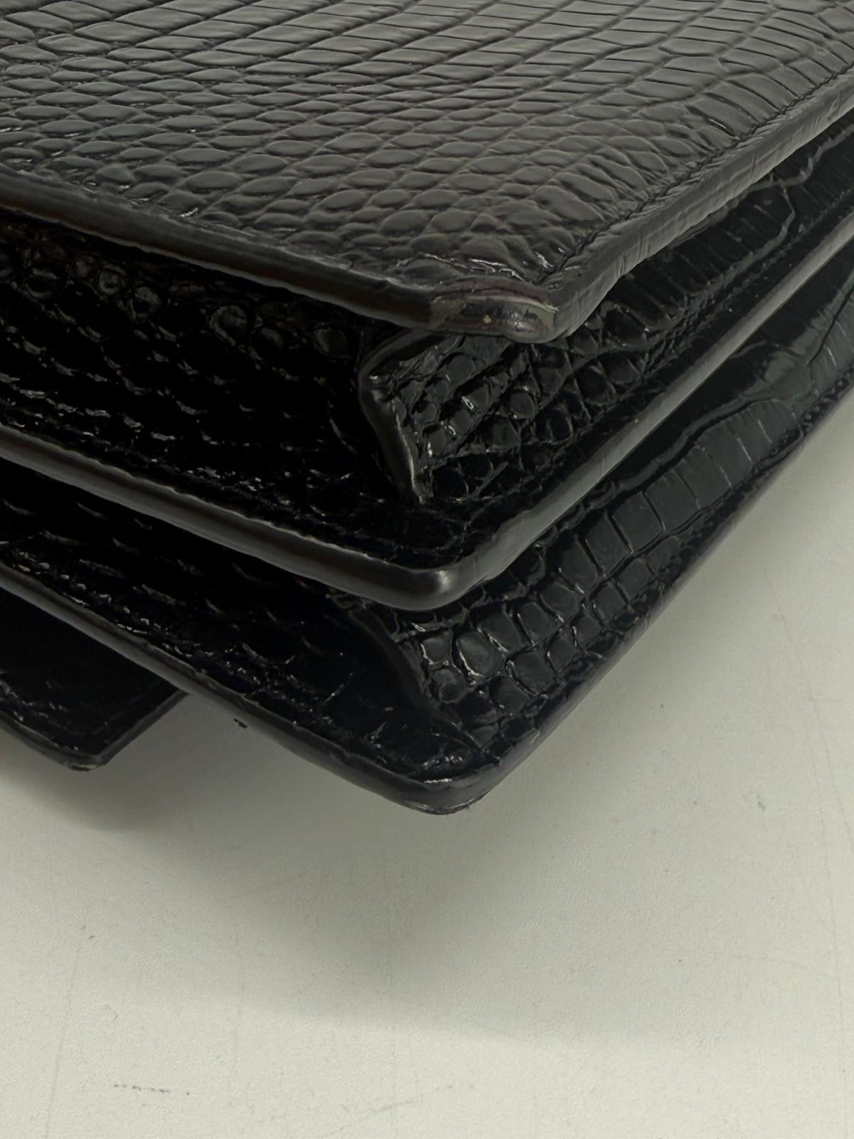 Calfskin Crocodile Embossed Medium Monochrome Monogram Sunset Black Bag