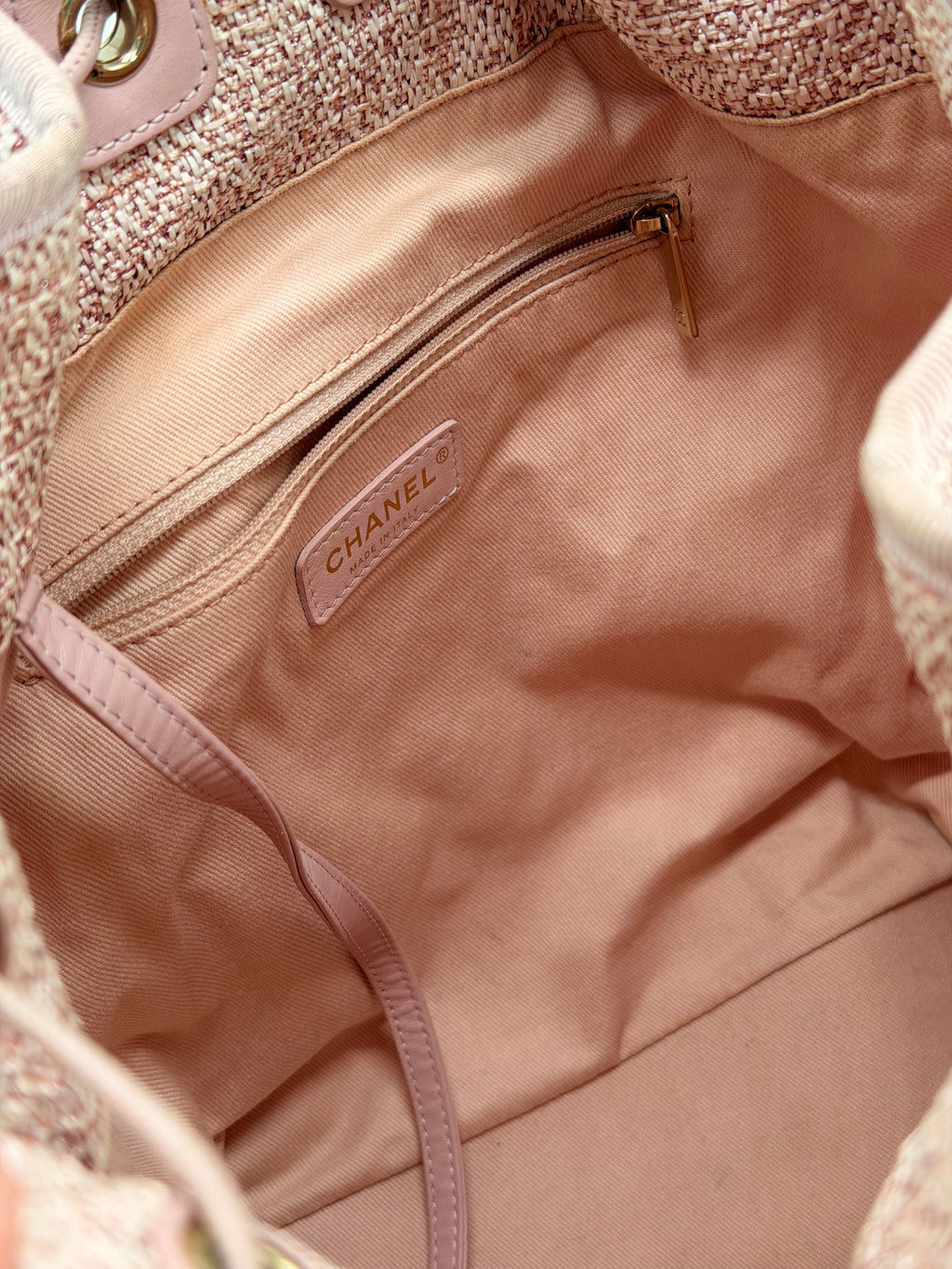 CHANEL Deauville Backpack Pink Drawstring Backpack
