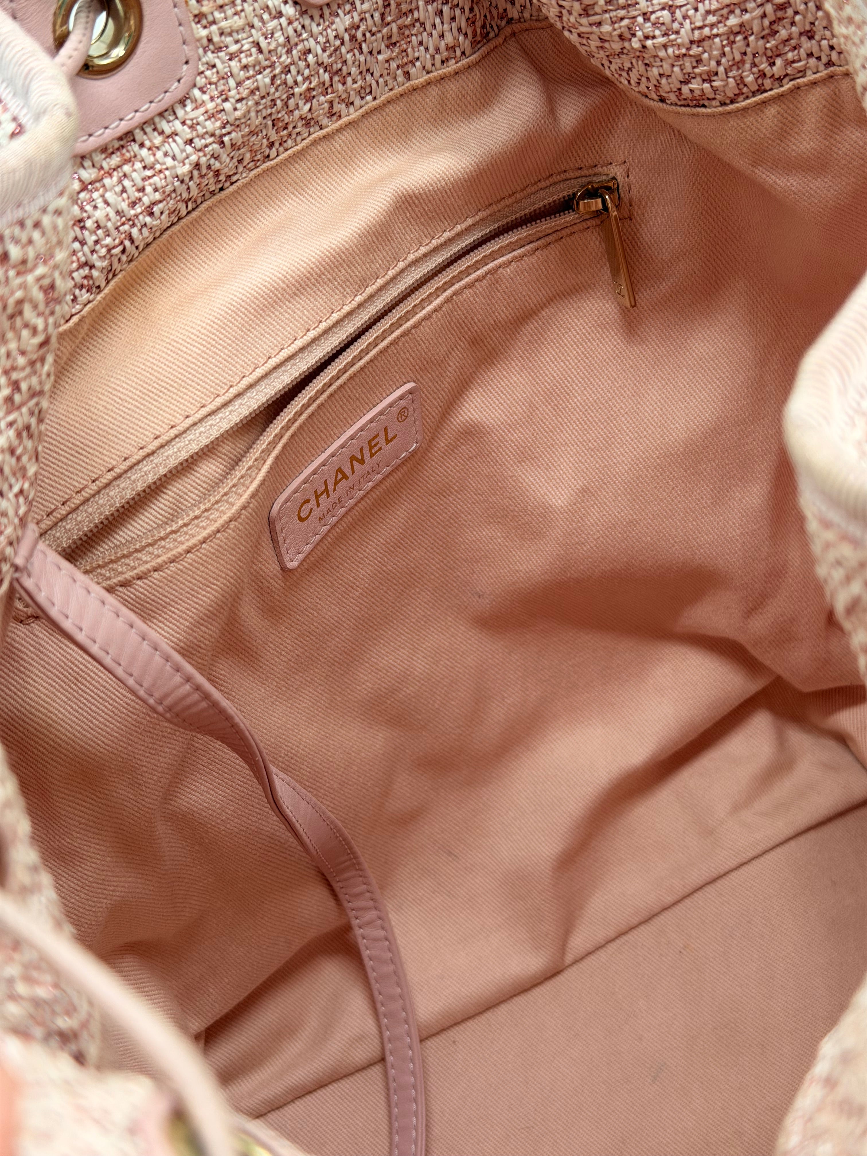 CHANEL Deauville Backpack Pink Drawstring Backpack