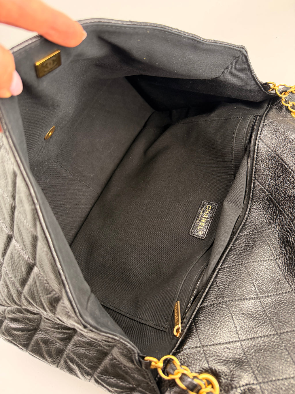 Chanel Travel XXL Black Grained Calfskin Shoulder Bag