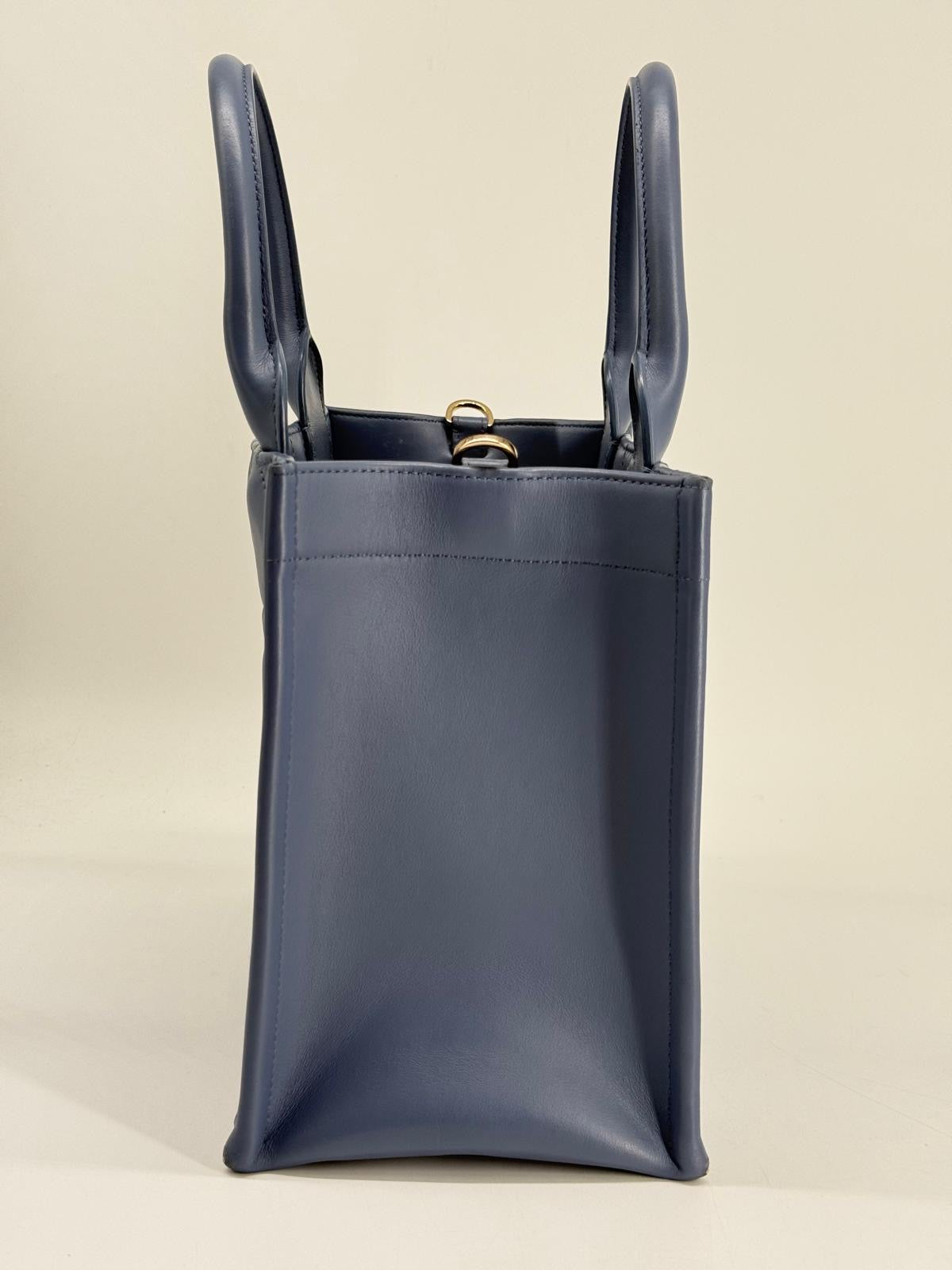 Dior Small Dior Book Tote Blue Macrocannage Leather Bag