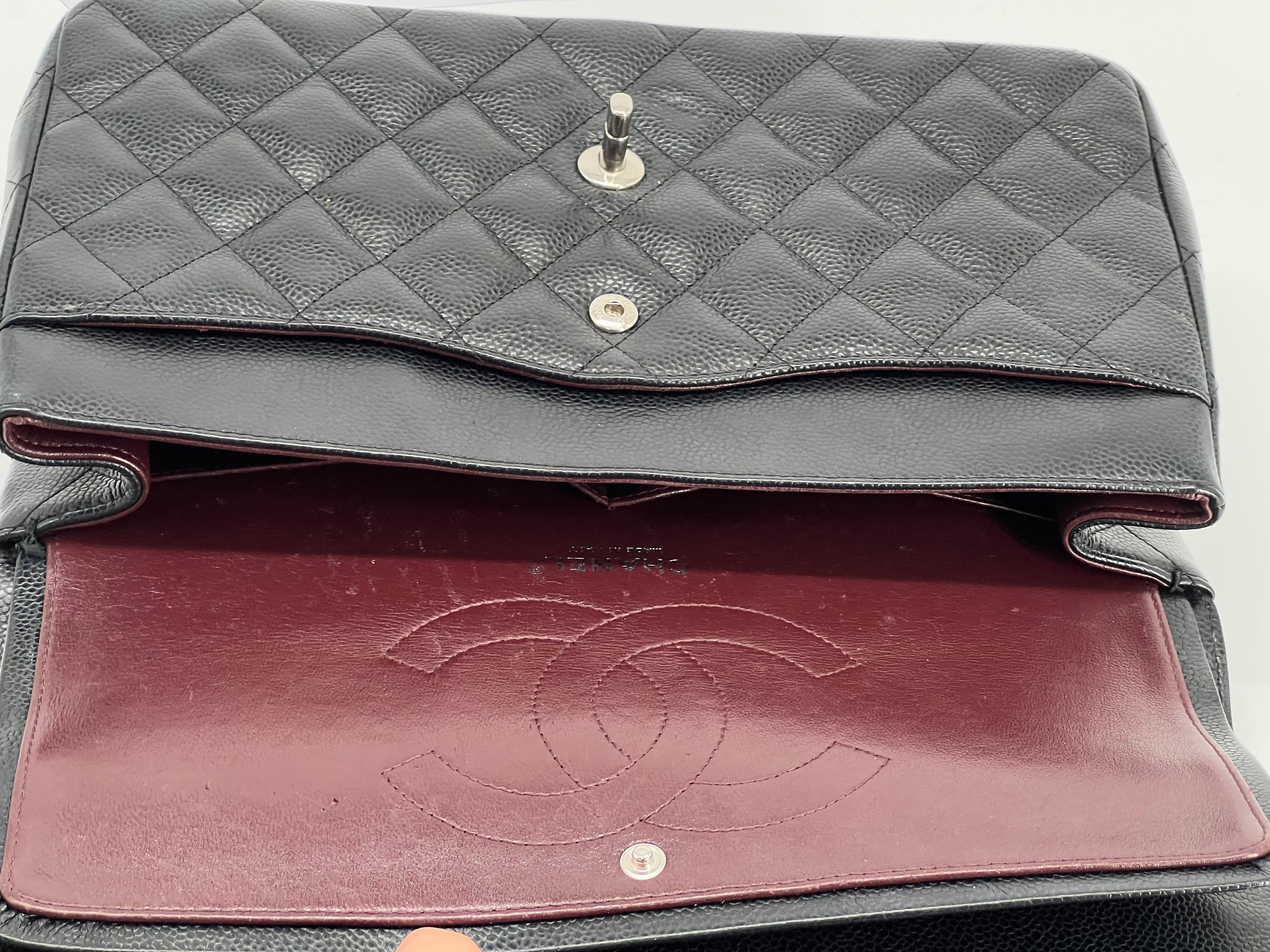 Chanel Jumbo Double Flap Caviar Black Leather Shoulder Bag