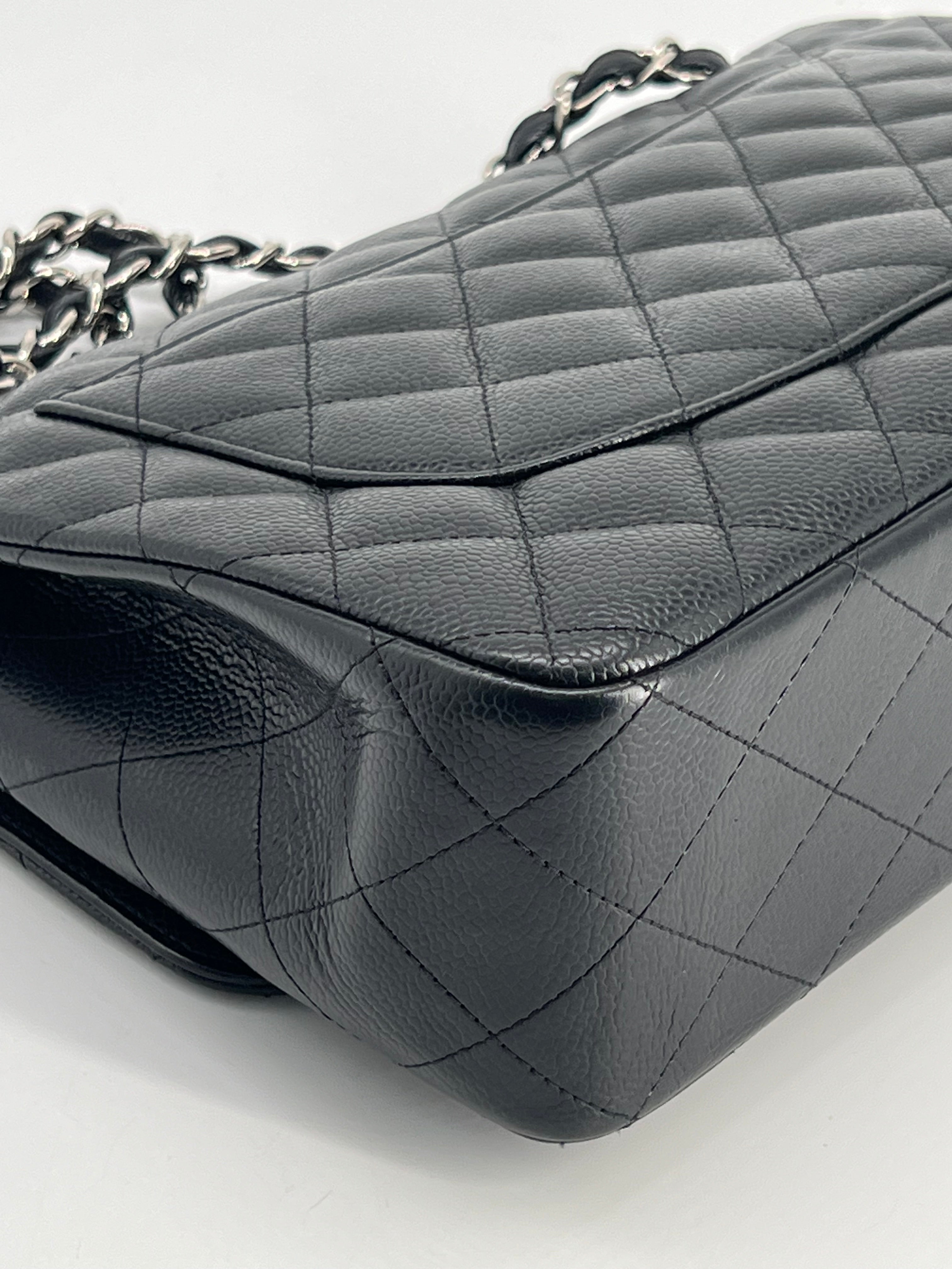 Chanel Jumbo Double Flap Caviar Black Leather Shoulder Bag