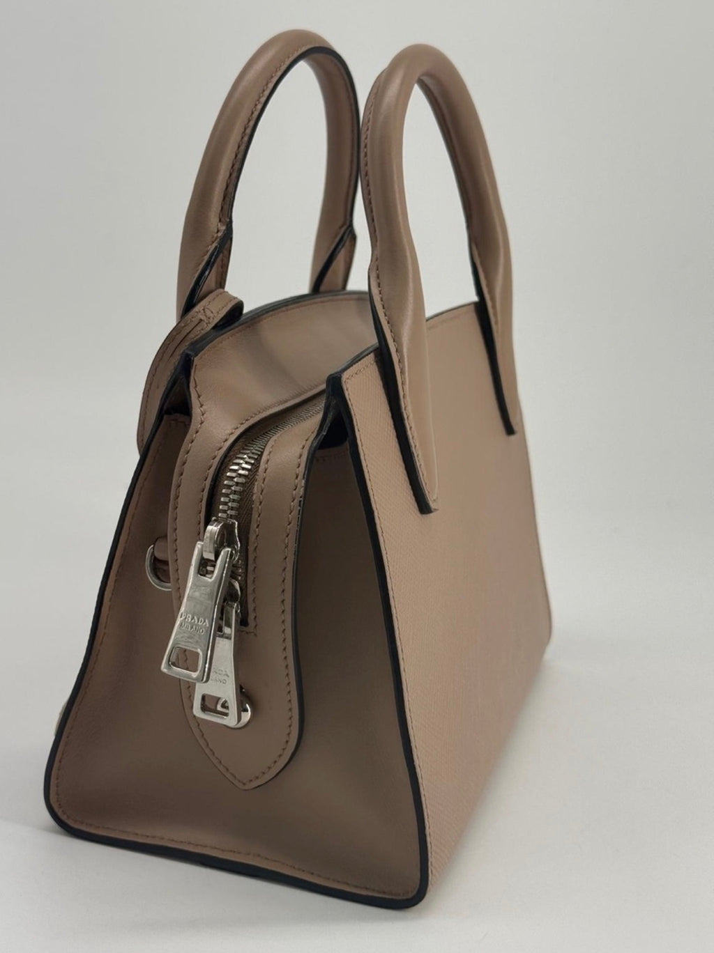 PRADA Kristen Saffiano Small Monochrome Leather Handbag
