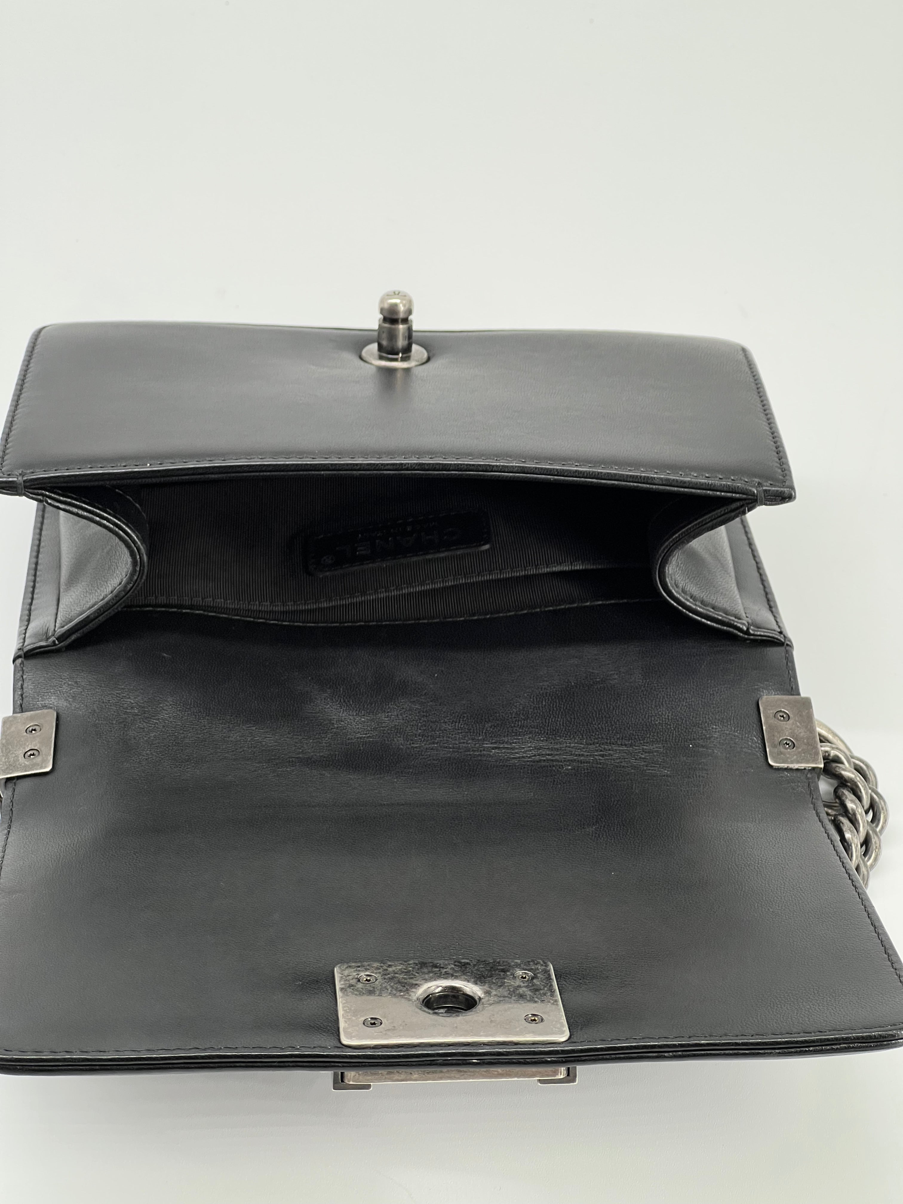 Chanel Small Boy Bag Black Lambskin Shoulder Bag