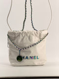 CHANEL Mini Rainbow 22 Hobo Bag White Calfskin Leather NWT