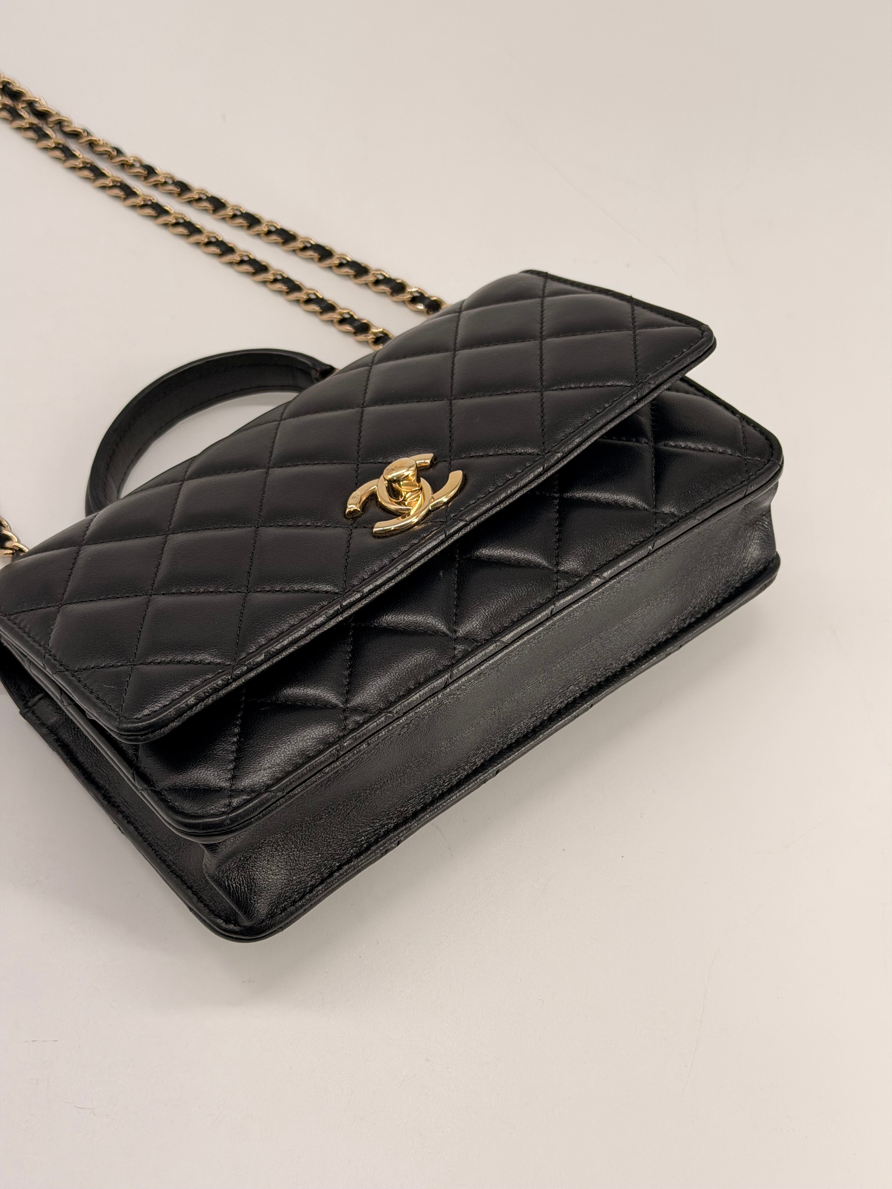 Chanel Trendy CC Wallet On Chain in Black Lambskin Leather