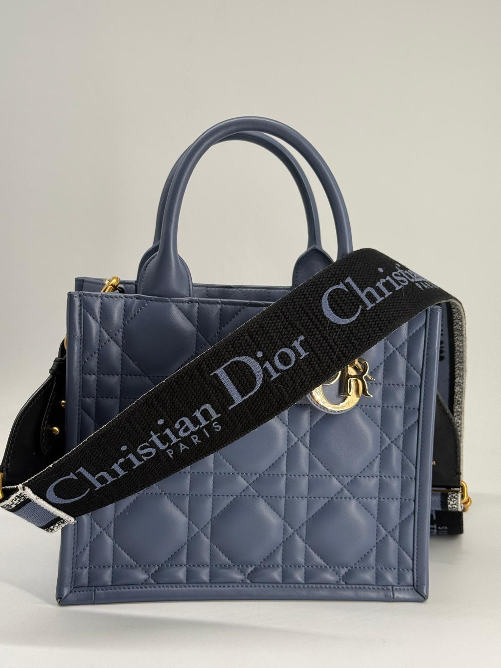 Dior Small Dior Book Tote Blue Macrocannage Leather Bag