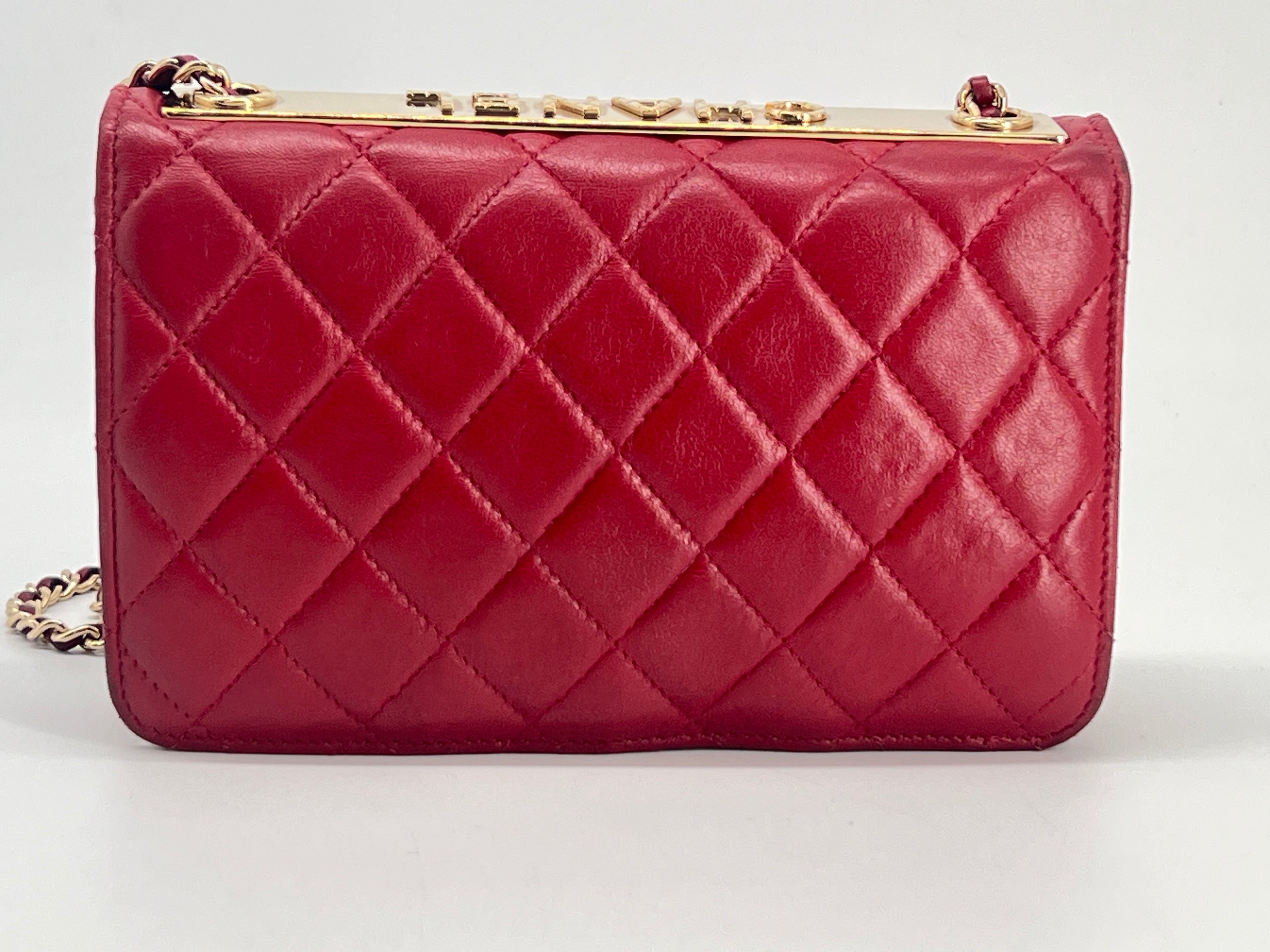 Chanel Trendy CC Wallet on Chain Quilted Red Lambskin