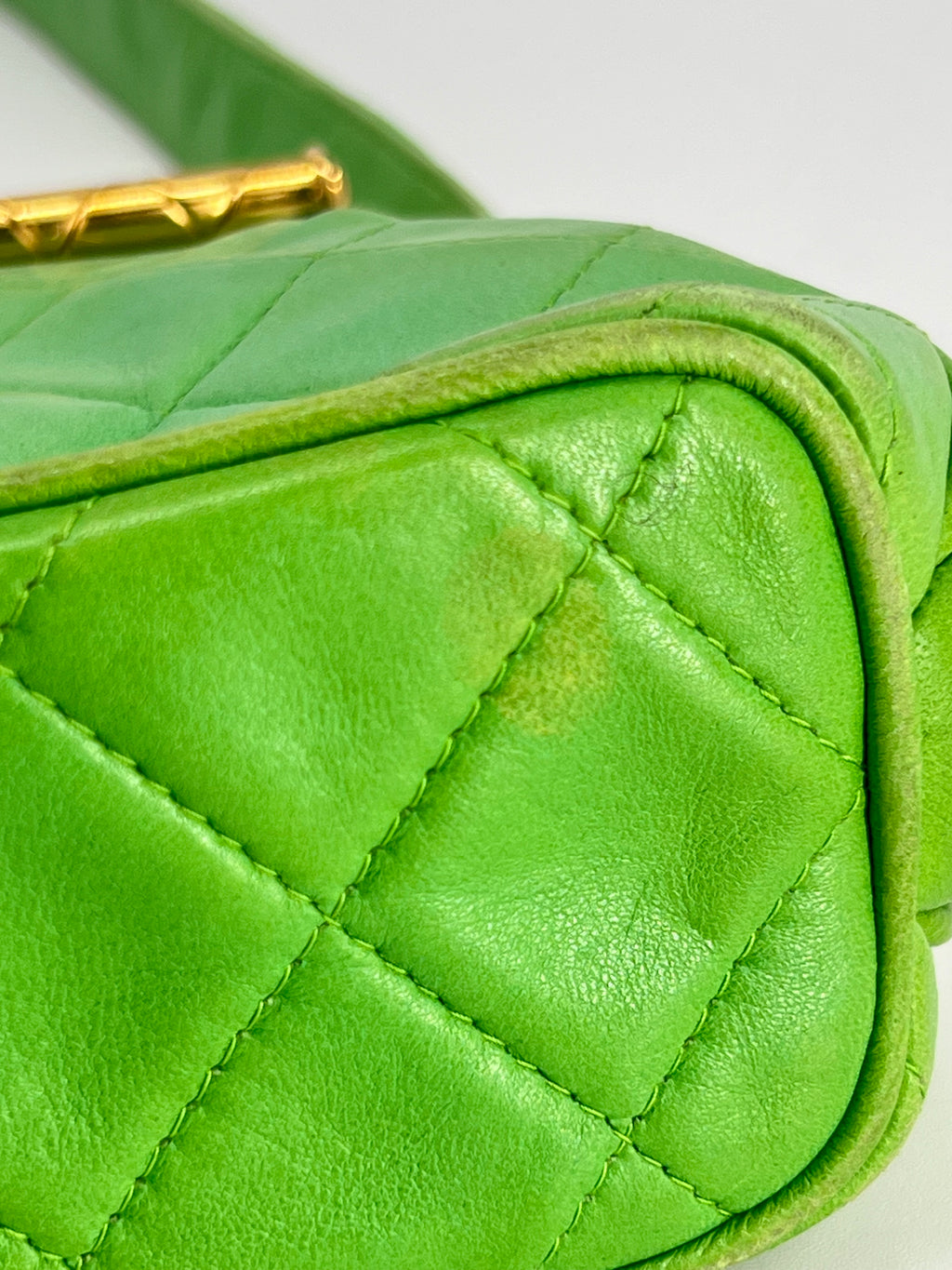 Chanel Vintage Lambskin Quilted Bar Frame Evening Shoulder Bag